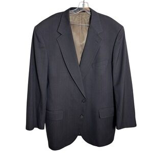 Vtg 80s Harmony Clothes Men 50L Pure Wool Blazer Sport Coat Charcoal Black‎